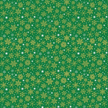 Snowflake Gold on Green