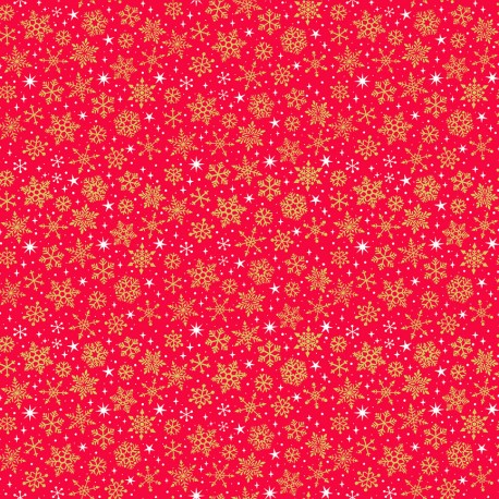 Snowflake Gold on Red